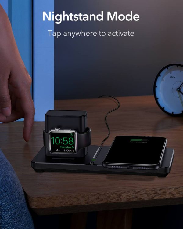 ESR 2 in 1 Wireless Charging Station [Detachable Smartwatch Charging Stand] [15W Qi Fast Charger] Dual Wireless Charging Station Compatible with iPhone 12 - Image 6