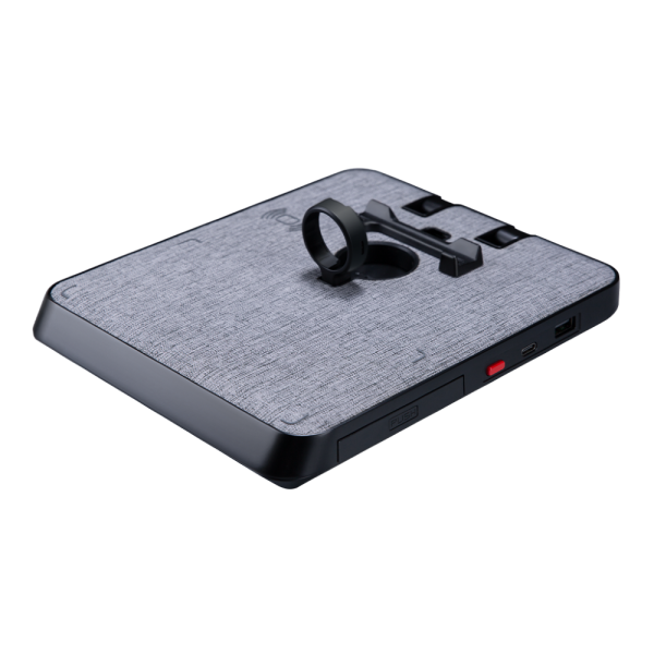 Air Omni Lite 6 in 1 Wireless Charger with 18W Fast Charging Ports, Position Free Charging, Apple Watch Mount compatible with Travel Pouch by PITAKA - Gray Cloth Weave - Image 10