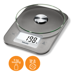 Beurer KS 26 Kitchen Scale with White Illuminated Display - Max 5KG