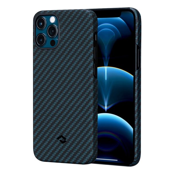 iPhone 12 Pro MagEZ Aramid Fiber Magnetic Case by PITAKA - Black / Blue Twill - Image 1