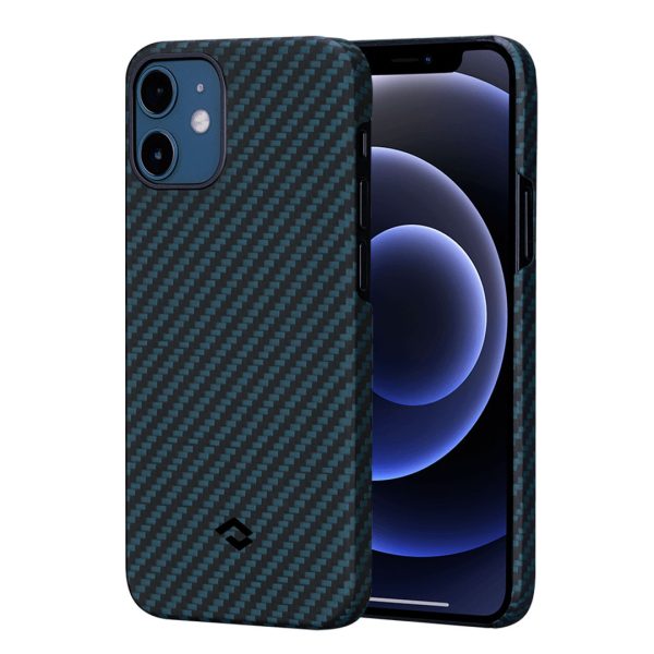 iPhone 12 MagEZ Aramid Fiber Magnetic Case by PITAKA - Black / Blue Twill - Image 1