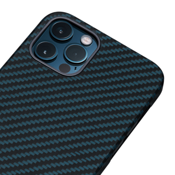 iPhone 12 Pro MagEZ Aramid Fiber Magnetic Case by PITAKA - Black / Blue Twill - Image 4