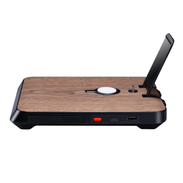 Air Omni Lite 6 in 1 Wireless Charger with 18W Fast Charging Ports, Position Free Charging, Apple Watch Mount compatible with Travel Pouch by PITAKA - Walnut Wood Grain - Image 5