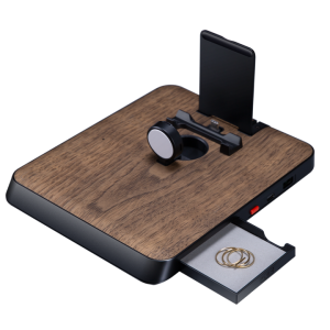 Air Omni Lite 6 in 1 Wireless Charger with 18W Fast Charging Ports, Position Free Charging, Apple Watch Mount compatible with Travel Pouch by PITAKA - Walnut Wood Grain