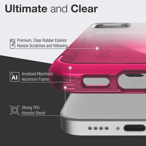 Phone 12 / iPhone 12 Pro Raptic Air Scratch Resistant, Aluminum Metal Bumper, Wireless Charging, 13ft Drop Protection - Pink Gradient - Image 6