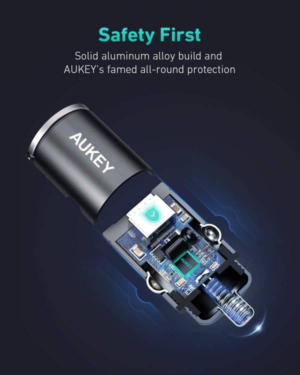 619wRxRhPGL._AC_SL1500_ Aukey 30W USB C PD Flush Fit Car Charger with PPS Support - CC-A4 - Image 3