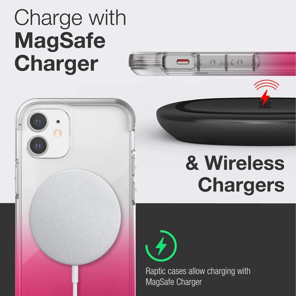 Phone 12 / iPhone 12 Pro Raptic Air Scratch Resistant, Aluminum Metal Bumper, Wireless Charging, 13ft Drop Protection - Pink Gradient - Image 4
