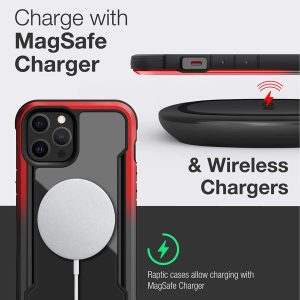 iPhone 12 Pro Max Raptic Shield Shock Absorbing Protection, Durable Aluminum Frame, 10ft Drop Tested - Black Red Gradient - Image 7