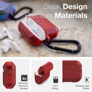 Raptic Trek Series, Apple AirPods Pro Case - Anodized Aluminum, TPU, and Polycarbonate Protective Case - Red - Image 4