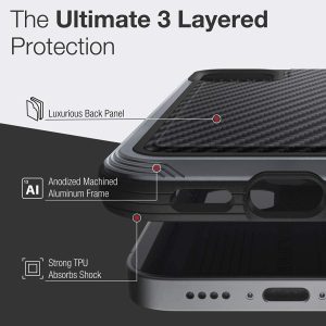 iPhone 12 Pro Max Raptic Lux Strong Durable Thin Cover, Impact Resistant Rubber, Wireless Charging Compatible - Black Carbon Fiber - Image 6