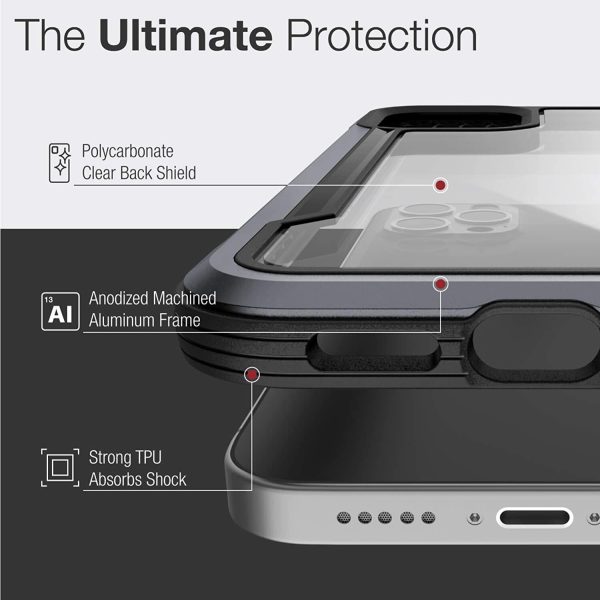 iPhone 12 / iPhone 12 Pro Raptic Shield Shock Absorbing Protection, Durable Aluminum Frame, 10ft Drop Tested - Black - Image 3
