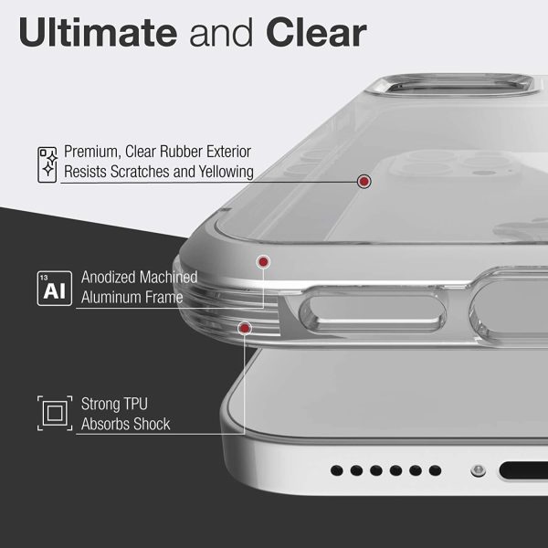 iPhone 12 Pro Max Raptic Air Scratch Resistant, Aluminum Metal Bumper, Wireless Charging, 13ft Drop Protection - Clear - Image 4