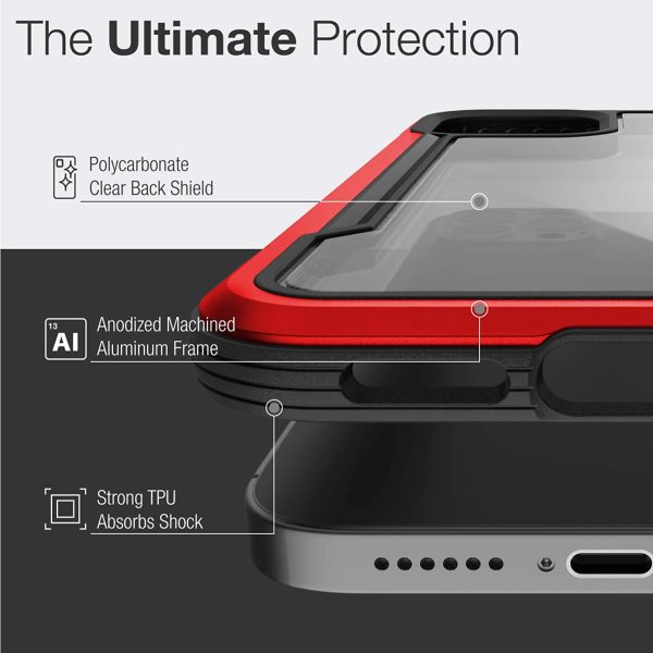 iPhone 12 / iPhone 12 Pro Raptic Shield Shock Absorbing Protection, Durable Aluminum Frame, 10ft Drop Tested - Red - Image 6