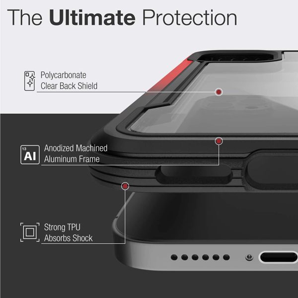 iPhone 12 / iPhone 12 Pro Raptic Shield Shock Absorbing Protection, Durable Aluminum Frame, 10ft Drop Tested - Black Red Gradient - Image 5