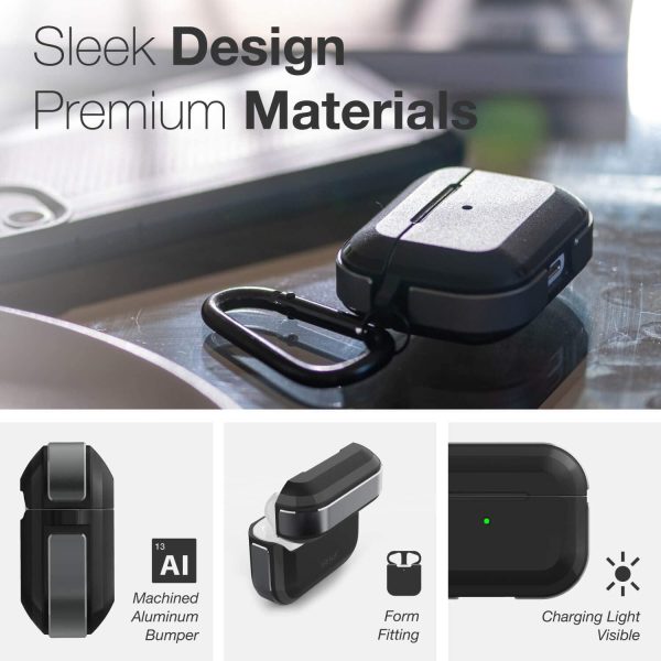 Raptic Trek Series, Apple AirPods Pro Case - Anodized Aluminum, TPU, and Polycarbonate Protective Case - Black - Image 3