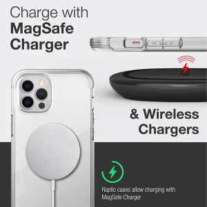 iPhone 12 Pro Max Raptic Air Scratch Resistant, Aluminum Metal Bumper, Wireless Charging, 13ft Drop Protection - Clear - Image 5