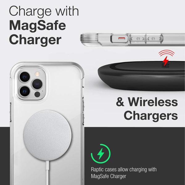 iPhone 12 Pro Max Raptic Air Scratch Resistant, Aluminum Metal Bumper, Wireless Charging, 13ft Drop Protection - Clear - Image 5