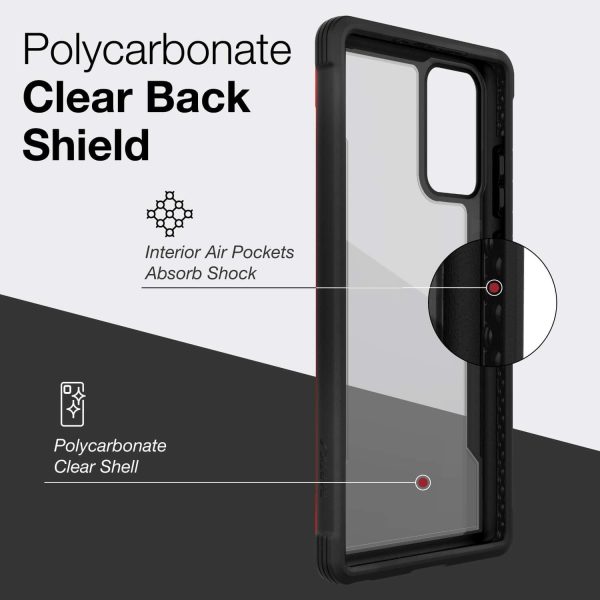 Galaxy Note 20 Ultra Raptic Shield Shock Absorbing Protection, Durable Aluminum Frame, 10ft Drop Tested - Red - Image 3