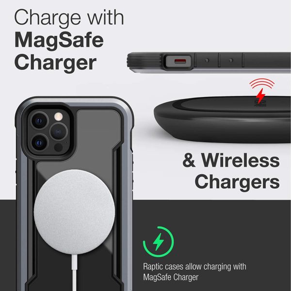 iPhone 12 / iPhone 12 Pro Raptic Shield Shock Absorbing Protection, Durable Aluminum Frame, 10ft Drop Tested - Black - Image 5