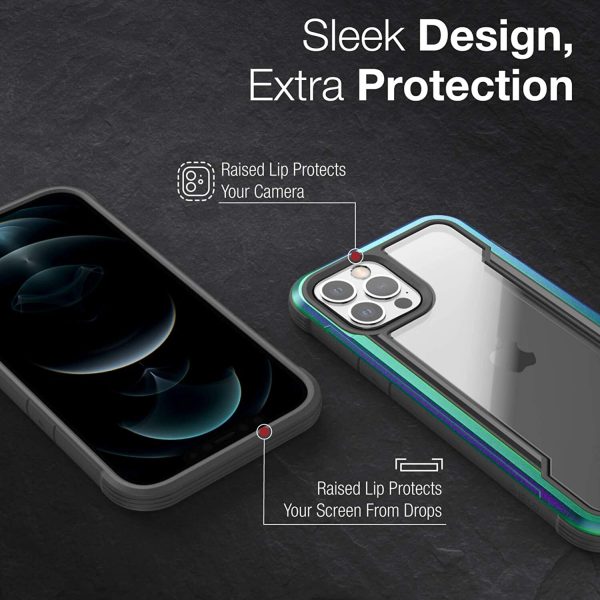 711tc5OowHL._AC_SL1500_ iPhone 12 Pro Max Raptic Shield Shock Absorbing Protection, Durable Aluminum Frame, 10ft Drop Tested - Iridiscent - Image 5