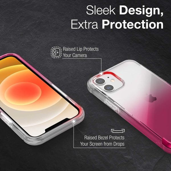 Phone 12 / iPhone 12 Pro Raptic Air Scratch Resistant, Aluminum Metal Bumper, Wireless Charging, 13ft Drop Protection - Pink Gradient - Image 5