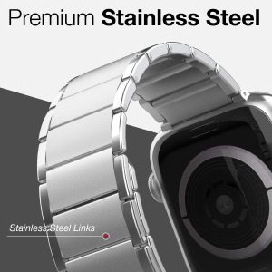 Raptic Classic Band made with Real Stainless Steel for Apple Watch Models 6/SE/5/4/3/2/1 44 mm / 42 mm - Silver - Image 3