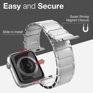 Raptic Classic Band made with Real Stainless Steel for Apple Watch Models 6/SE/5/4/3/2/1 44 mm / 42 mm - Silver - Image 2