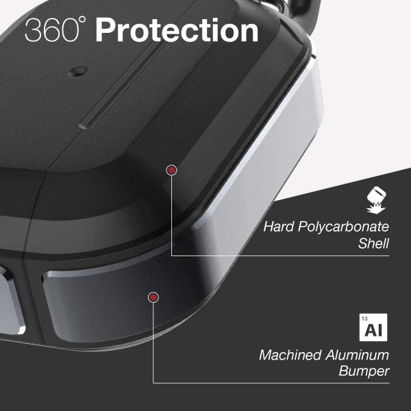 Raptic Trek Series, Apple AirPods Pro Case - Anodized Aluminum, TPU, and Polycarbonate Protective Case - Black - Image 6