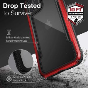 iPhone 12 / iPhone 12 Pro Raptic Shield Shock Absorbing Protection, Durable Aluminum Frame, 10ft Drop Tested - Red - Image 2