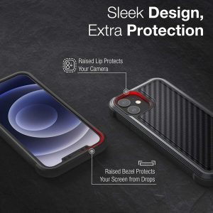 iPhone 12 Pro Max Raptic Lux Strong Durable Thin Cover, Impact Resistant Rubber, Wireless Charging Compatible - Black Carbon Fiber - Image 2