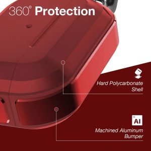 Raptic Trek Series, Apple AirPods Pro Case - Anodized Aluminum, TPU, and Polycarbonate Protective Case - Red - Image 3