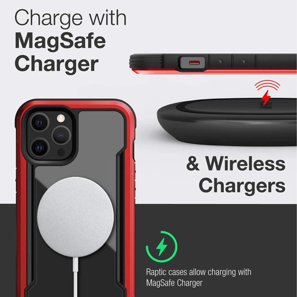 iPhone 12 / iPhone 12 Pro Raptic Shield Shock Absorbing Protection, Durable Aluminum Frame, 10ft Drop Tested - Red - Image 4