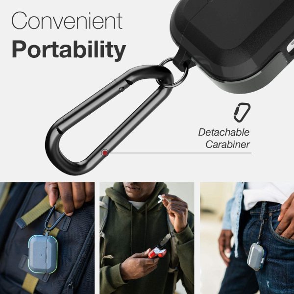 Raptic Trek Series, Apple AirPods Pro Case - Anodized Aluminum, TPU, and Polycarbonate Protective Case - Black - Image 7