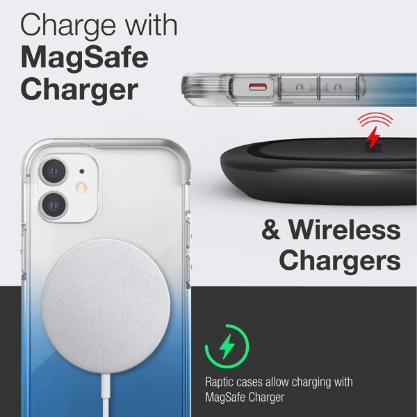 Phone 12 / iPhone 12 Pro Raptic Air Scratch Resistant, Aluminum Metal Bumper, Wireless Charging, 13ft Drop Protection - Blue Gradient - Image 3