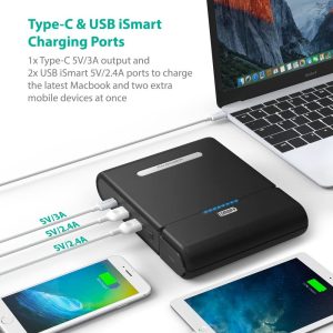 AC Outlet Portable Charger RAVPower 27000mAh 85W(100W Max) Built in 3-Prong Power Bank Laptop Travel Charger - Black - RP-PB055 - Image 5