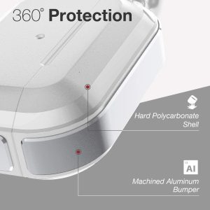 Raptic Trek Series, Apple AirPods Pro Case - Anodized Aluminum, TPU, and Polycarbonate Protective Case - Silver - Image 5