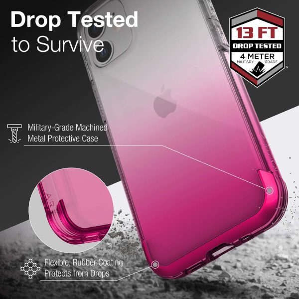 Phone 12 / iPhone 12 Pro Raptic Air Scratch Resistant, Aluminum Metal Bumper, Wireless Charging, 13ft Drop Protection - Pink Gradient - Image 3