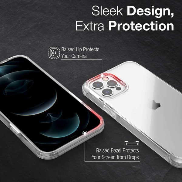 iPhone 12 Pro Max Raptic Air Scratch Resistant, Aluminum Metal Bumper, Wireless Charging, 13ft Drop Protection - Clear - Image 3