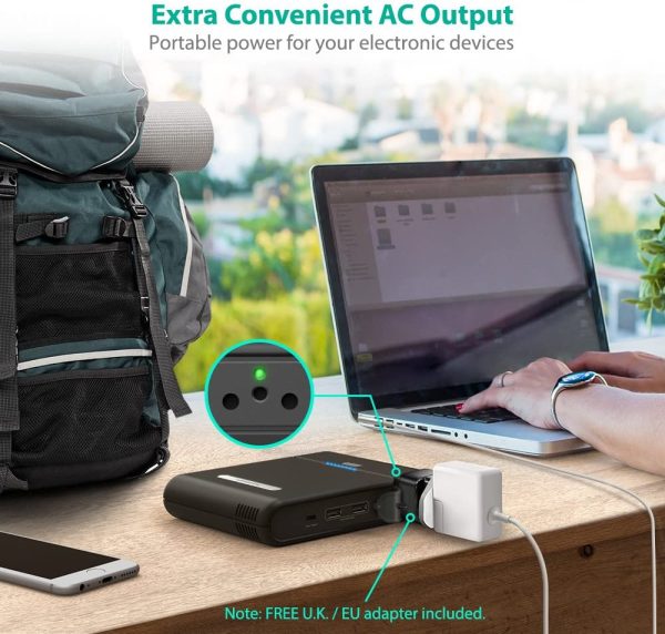 AC Outlet Portable Charger RAVPower 27000mAh 85W(100W Max) Built in 3-Prong Power Bank Laptop Travel Charger - Black - RP-PB055 - Image 4