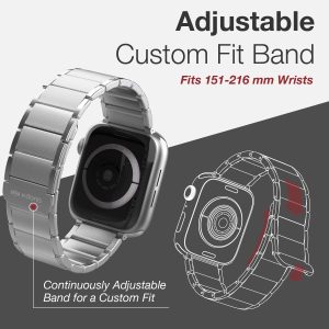 Raptic Classic Band made with Real Stainless Steel for Apple Watch Models 6/SE/5/4/3/2/1 44 mm / 42 mm - Silver - Image 4