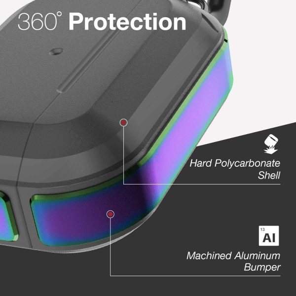 Raptic Trek Series, Apple AirPods Pro Case - Anodized Aluminum, TPU, and Polycarbonate Protective Case - Iridiscent - Image 3