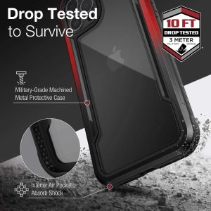 iPhone 12 Pro Max Raptic Shield Shock Absorbing Protection, Durable Aluminum Frame, 10ft Drop Tested - Black Red Gradient - Image 3