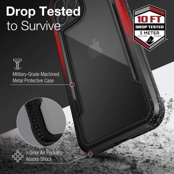 iPhone 12 / iPhone 12 Pro Raptic Shield Shock Absorbing Protection, Durable Aluminum Frame, 10ft Drop Tested - Black Red Gradient - Image 3
