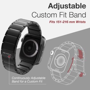 Raptic Classic Band made with Real Stainless Steel for Apple Watch Models 6/SE/5/4/3/2/1 44 mm / 42 mm - Black - Image 5