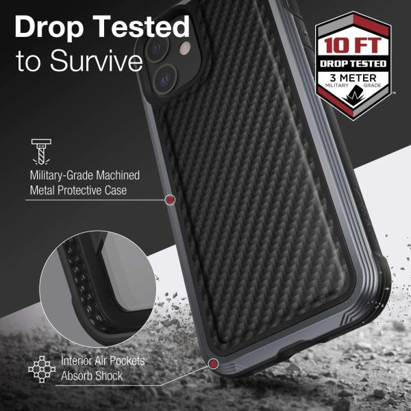 iPhone 12 / iPhone 12 Pro Raptic Lux Strong Durable Thin Cover, Impact Resistant Rubber, Wireless Charging Compatible - Black Carbon Fiber - Image 5