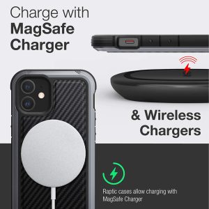 iPhone 12 Pro Max Raptic Lux Strong Durable Thin Cover, Impact Resistant Rubber, Wireless Charging Compatible - Black Carbon Fiber - Image 4
