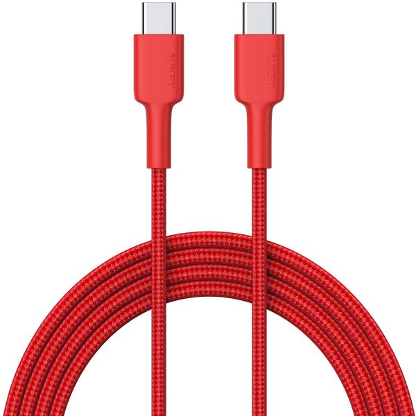 Aukey-CB-CD19-Aukey-Impulse-Braided-Cable-C-to-C-Cable-6.6ft-Red-in-pakistan (2) Aukey Impulse Braided USB-C to C Cable -6.6ft- CB-CD19 - Red - Image 1