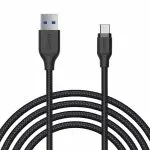 AUKEY USB C Cable 6ft Braided USB 3.0 Type C Cable Fast Charge - Black - CB-AC2