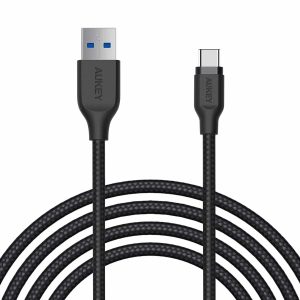 AUKEY USB C Cable 6ft Braided USB 3.0 Type C Cable Fast Charge - Black - CB-AC2