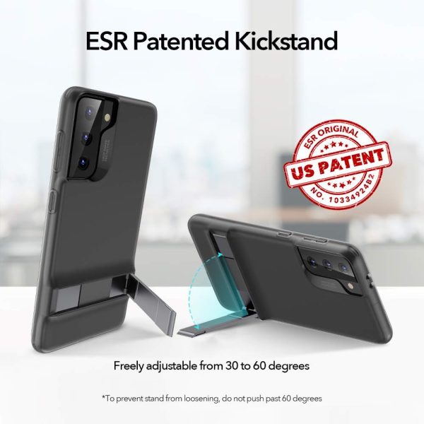 Galaxy S21 Air Shield Boost Back Case with Kickstand by ESR – Crystal Black - Image 12